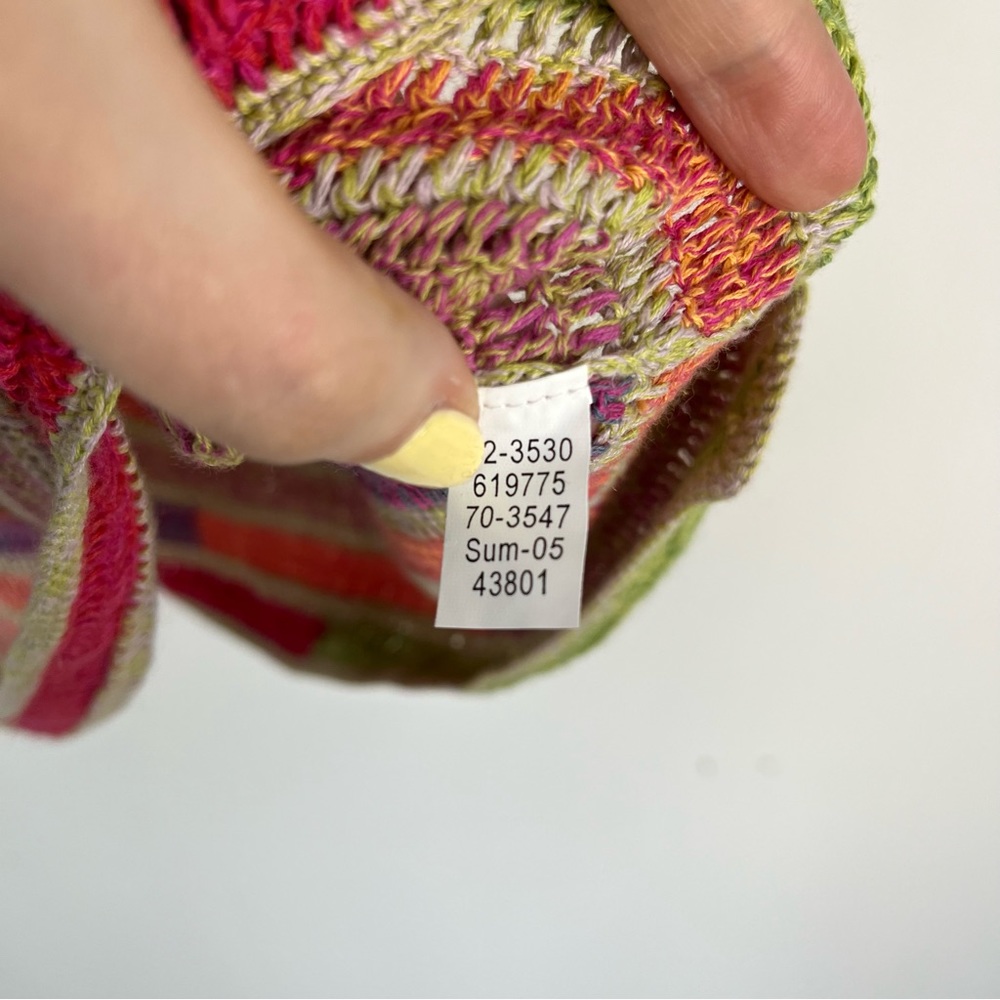 Vintage Y2K J. Jill Multi color Hand Crochet Sweater Top - Linen/Cotton Blend - Picture 5 of 7